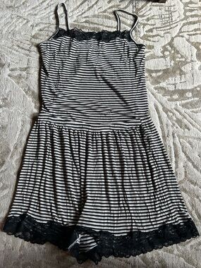 aerie Black and White Striped sleep set